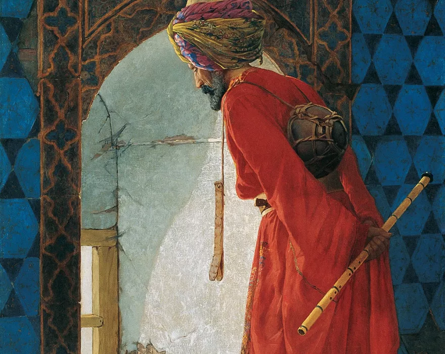 In the Hall exhibition organised by the Société des Artistes Français (Société des Artistes Français), which opened on 1 May 1906 at the Grand Palais in Paris, the painting known as "L'homme aux Tortues" (Man with Tortoises) in French, and "Tortoises" in English in one of the catalogues of the exhibition, is Osman Hamdi Bey's work known as "Turtle Trainer".